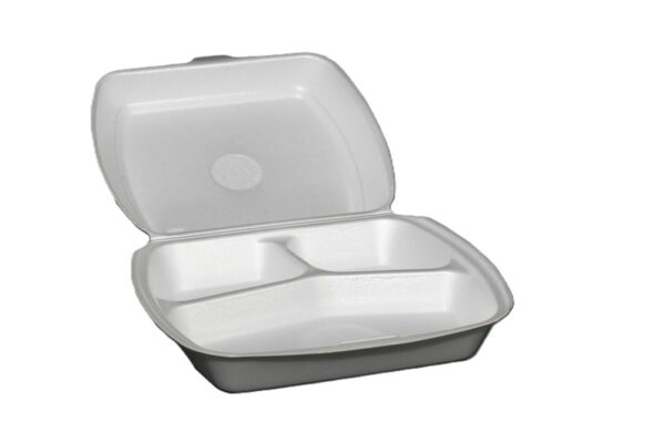Menuebox 3-geteilt 240 x 195 x 72 mm weiß XPS, hitzebeständig bis 90°C