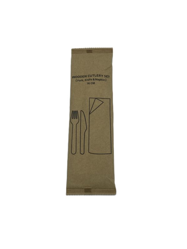 Holz Besteck-Set Messer,Gabel & Serviette