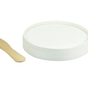 Pappdeckel f. Industriebecher 160 ml weiß m. Holzspaten