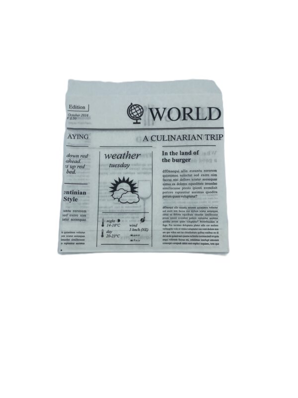 Hamburger-/Snacktasche 15 x 16 cm Newspaper 2-seitig offen