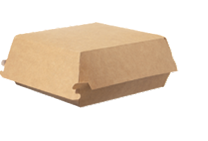 Hamburger Box groß 14,5 x 14,5 x 8 cm Kraft braun/weiß